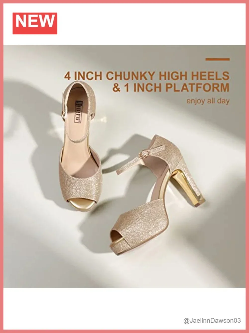 Women's Platform Peep Toe Chunky High Heels Sandals with Ankle Strap